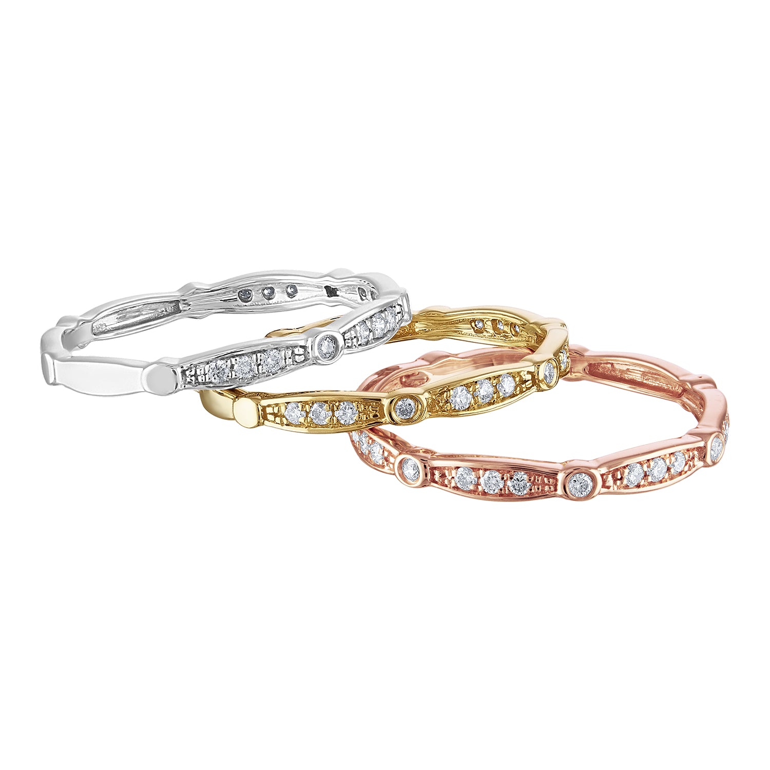 14KYG 0.10CTW BR DIA STACKABLE BAND