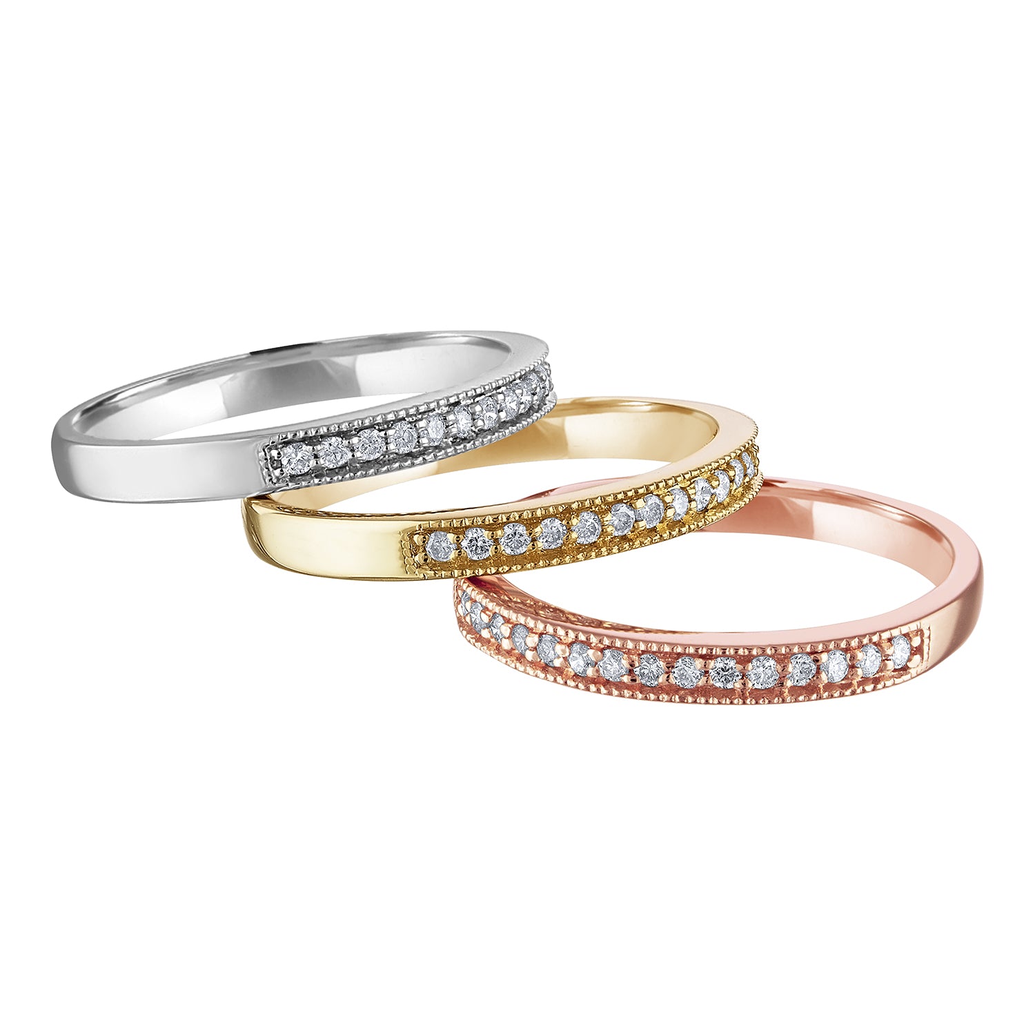 14KRG 0.10CTW  BR DIA STACKABLE BAND