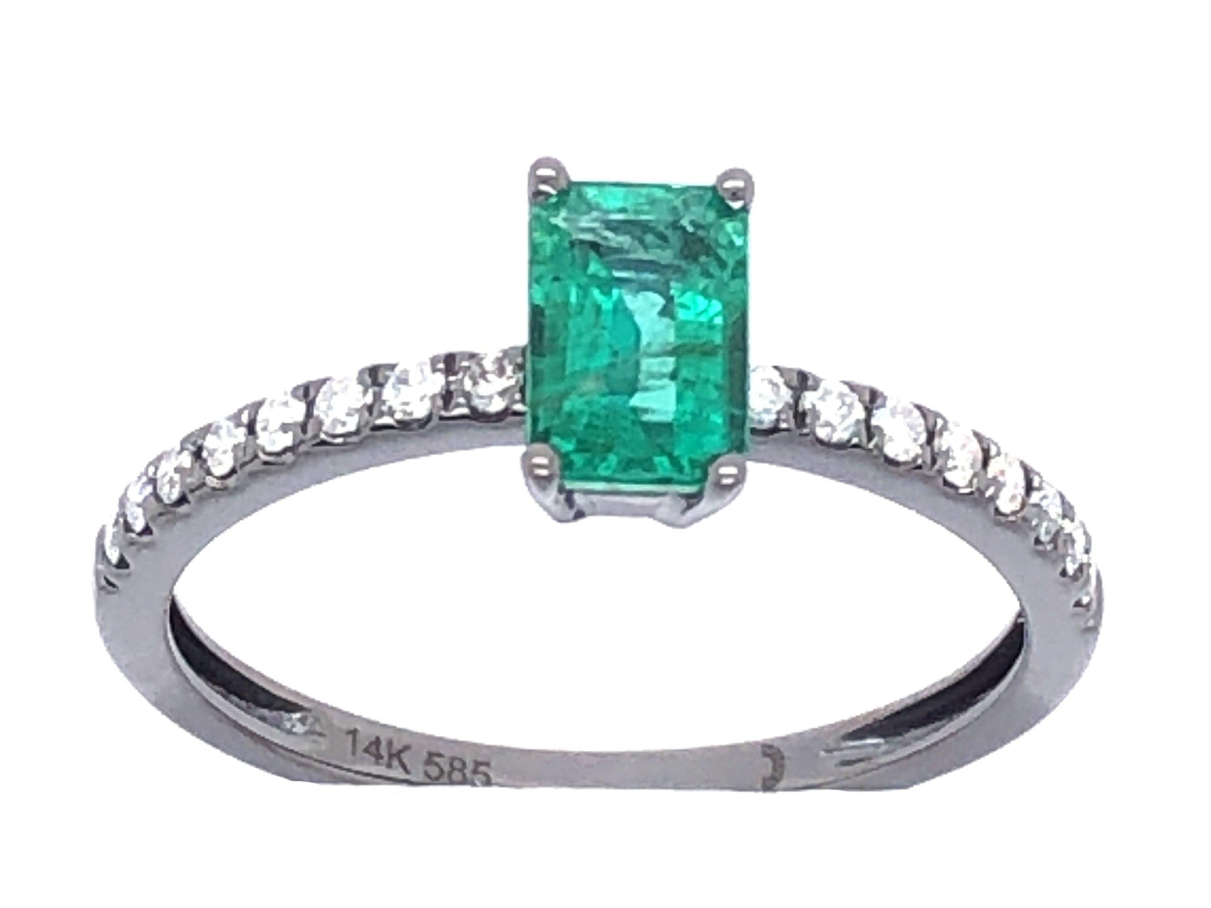 14K BLACK FINISH 0.14CTW BR DIA AND 0.55CTW EMERALD RING
