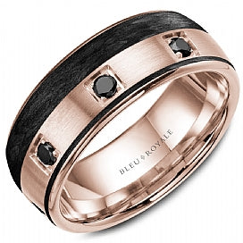 14KRG BR 0.44CTW BLK DIA & CARBON WEDDING BAND.  8.5MM WIDE   8=0.44