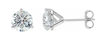 1.27CTW BR G-H SI2/ 14KWG 3 PRONGS MARTINI DIAMOND STUDS.